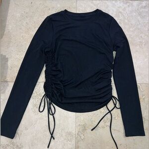 Marshalls Black Ruched Tie Front Blouse